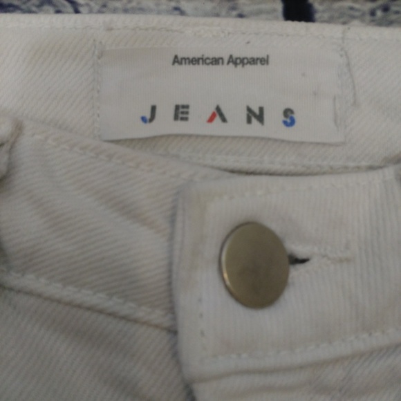 American Apparel White High Waisted Skinny Jeans Size 26 Ankle Zip Cotton - Picture 7 of 8